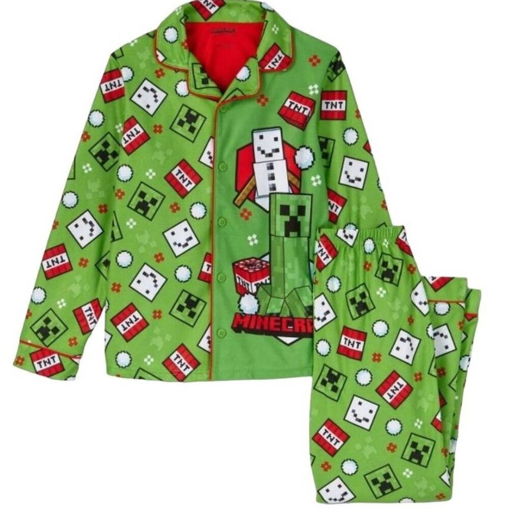 Minecraft Christmas Pajamas Minecraft Long Sleeve PJs Size XS NEW
